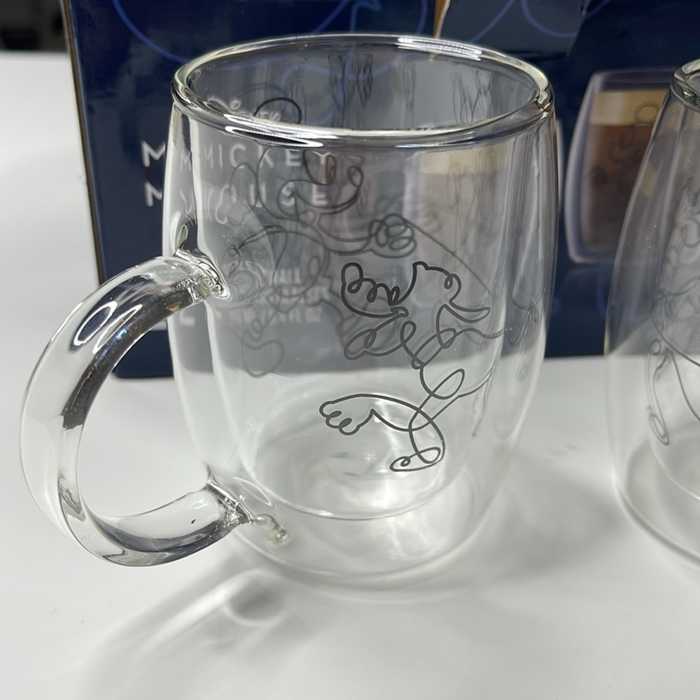 NEW JoyJolt Disney Mickey Mouse & Pluto Double Wall Glass Mugs - 5.4 oz Set of 2 - Picture 5 of 12